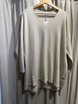 V Neck  Loose Fitting Jumper - Latte