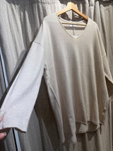 V Neck  Loose Fitting Jumper - Latte