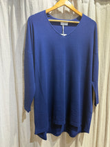 V Neck  Loose Fitting Jumper - NAVY