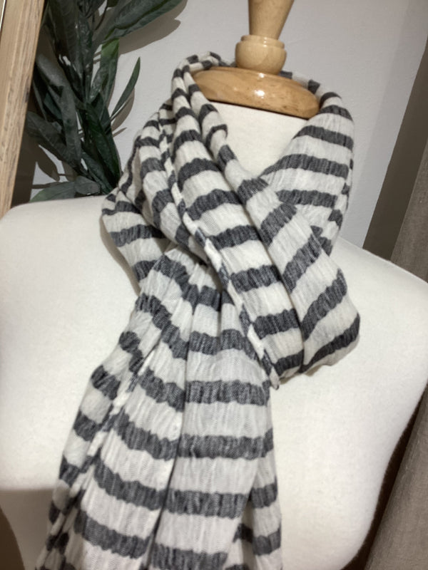 Cotton Scarf - Black & White Stripe