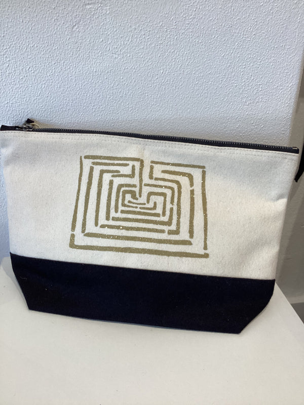 Hand Painted Greek Pouch - Gold Maze