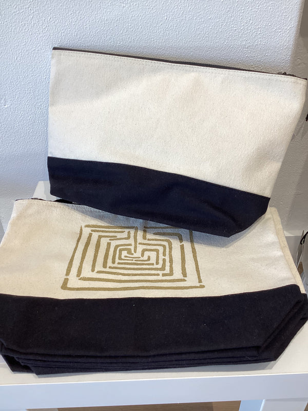 Hand Painted Greek Pouch - Gold Maze