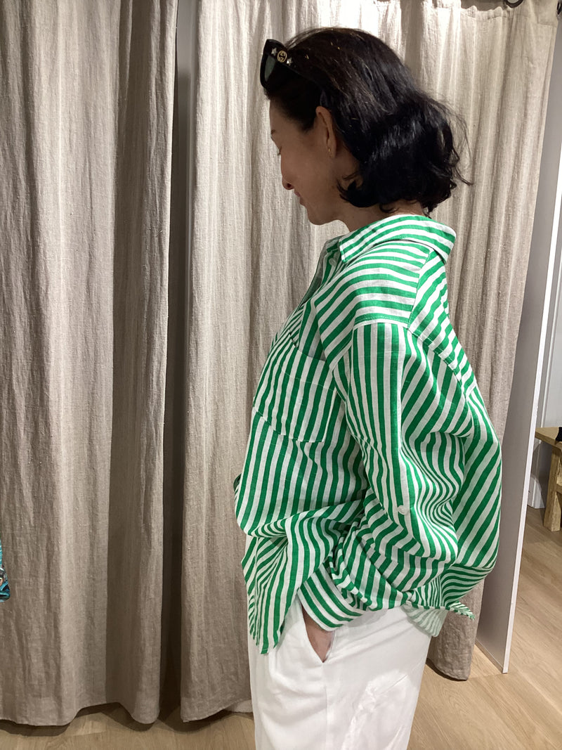 Adele Shirt - Green Stripe