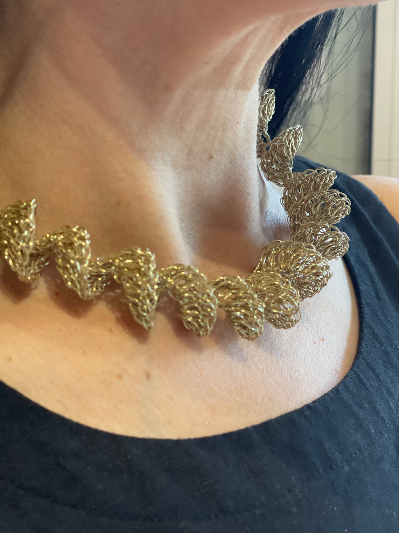 Dione Gold Crochet Necklace by Hara Karamichali