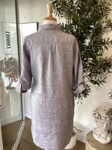 Amalia Linen Shirt Dress - Grey