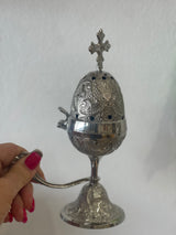 Thimiato - Large Christian Byzantine Orthodox Greek Censer  - Silver