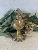 Thimiato - Small Brass Orthodox Design
