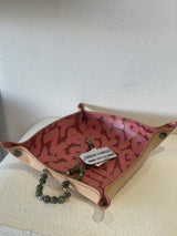 Greek Leather Vide Poche/Tray Large - Greek Alphabet