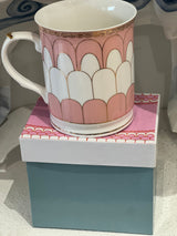 Mug - Scallop Pink & White Design