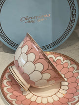 Teacup & Saucer - Scallop Pink & White Design