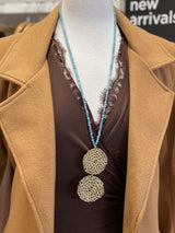 Hara Karamichali Anais Necklace - Double Crochet Gold discs with Blue Jade  semi precious stones