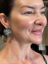 Tina Kotsonis Flower Earrings - Blue & Gold