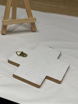ENGLISH LORD’S PRAYER - SMALL CERAMIC CROSS WITH STAND GOLD WRITING