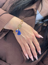 NIKA BRACELET WITH BLUE TASSLE AND FRESH WATER PEARL