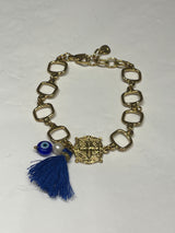 NIKA BRACELET WITH BLUE TASSLE AND FRESH WATER PEARL