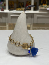 NIKA BRACELET WITH BLUE TASSLE AND FRESH WATER PEARL