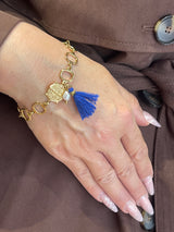 NIKA BRACELET WITH BLUE TASSLE AND FRESH WATER PEARL