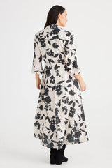 Rossellini Dress 3/4 Sleeve shadow bloom