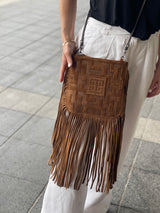Greek Key Boho Brown Suede Bag by EL bags