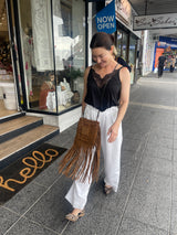 Greek Key Boho Brown Suede Bag by EL bags