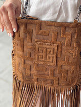 Greek Key Boho Brown Suede Bag by EL bags