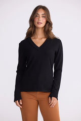 Cassian Long Sleeve Knit Top - Black