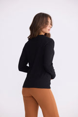 Cassian Long Sleeve Knit Top - Black
