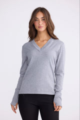 Cassian Long Sleeve Knit Top - Grey