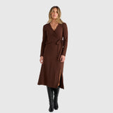 Brigitte Wrap Dress - Espresso Brown