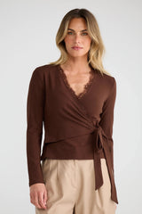 Brigitte Wrap Top - Espresso Brown