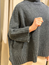 Balmain Pure Lambswool Rollneck Sweater - Charcoal