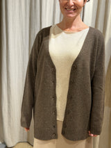 Patou Pure Lambswool Cardigan - Brown Fleck