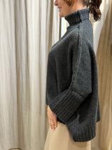 Balmain Pure Lambswool Rollneck Sweater - Charcoal