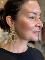 Hara Karamichali Gold Oval Crochet Drop Earrings