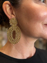 Hara Karamichali Gold Oval Crochet Drop Earrings