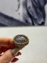 Hara Karamichali Medium Oval Stone Ring - Grey Agate