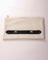 RM Atellier Designer Handmade Leather Clutch - Cream
