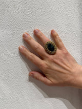 Hara Karamichali Moss Agate Green Small Stone Ring - Gold