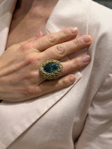 Hara Karamichali Moss Agate Green Small Stone Ring - Gold