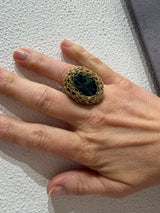 Hara Karamichali Moss Agate Green Small Stone Ring - Gold