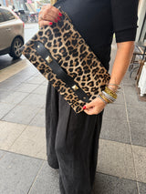 RM Atellier Designer Handmade Leather Clutch - Leopard