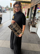 RM Atellier Designer Handmade Leather Clutch - Leopard