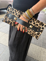 RM Atellier Designer Handmade Leather Clutch - Leopard