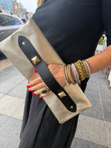 RM Atellier Designer Handmade Leather Clutch - Gold