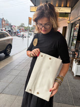 RM Atellier Designer Handmade Leather Clutch - Cream