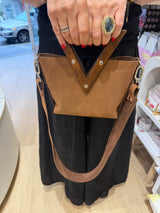 RM Atellier Designer Handmade Leather Mini Handbag with Wood Handle - Brown