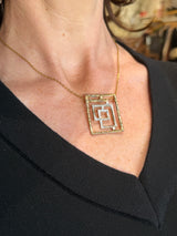 Tina Kotsoni Geo/Greek Key Pendant Necklace - Gold & Silver