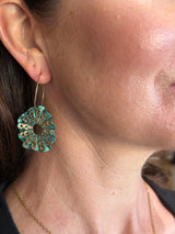 Tina Kotsoni Ostrea Earrings - Gold & Green