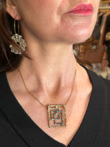 Tina Kotsoni Geo/Greek Key Pendant Necklace - Gold & Grey