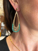 Tina Kotsoni Leaf Drop Earrings - Gold & Green